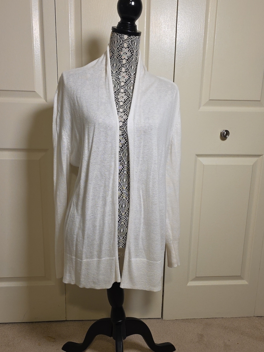 Old Navy White Open-Front Shawl Collar  Lightweight Cardigan